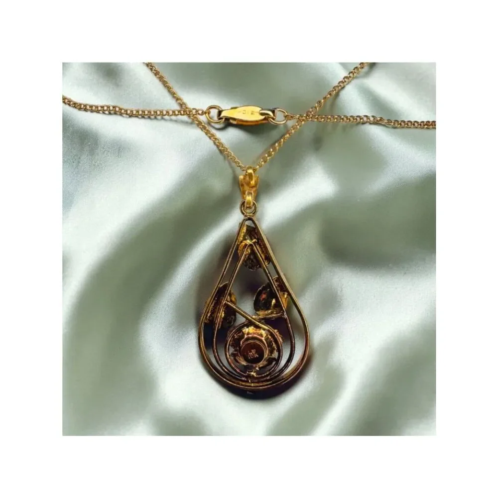 ANTIQUE -10K Gold -Art Nouveau -Ruby Necklace -17